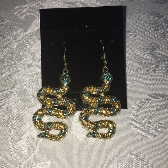 Rhinestone snake earrings - Picture 1 of 8